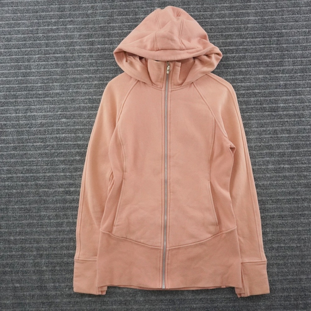 Lululemon Scuba Full Zip Hoodie Womens 6 Peach Pink Ribbed Back Athletic Jacket